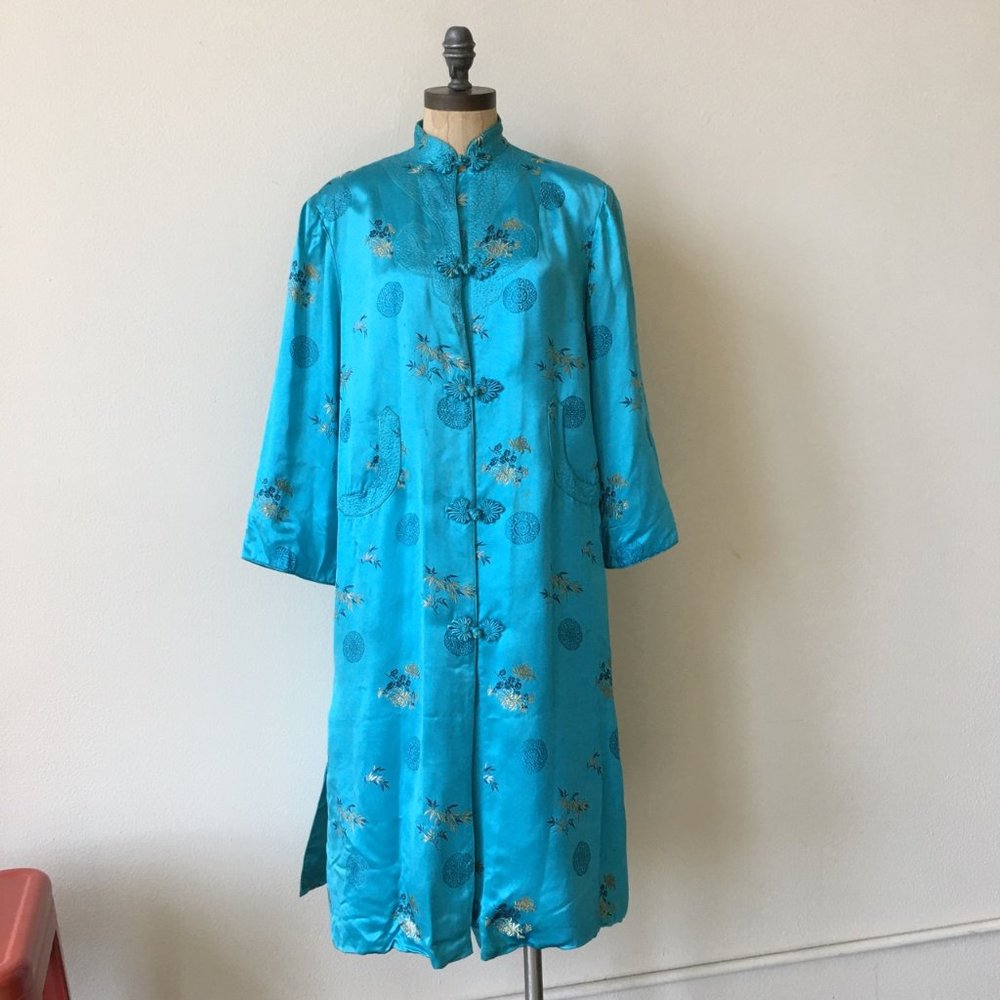 80'S VINTAGE JAPANESE BROCADE SATIN MIDI JACKET